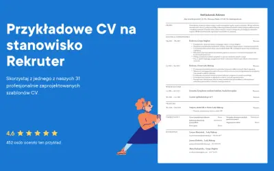Przykładowe CV rekrutera z sekcją umiejętności: ocena i pozyskiwanie talentów, rekrutacja pracowników, prawo pracy.